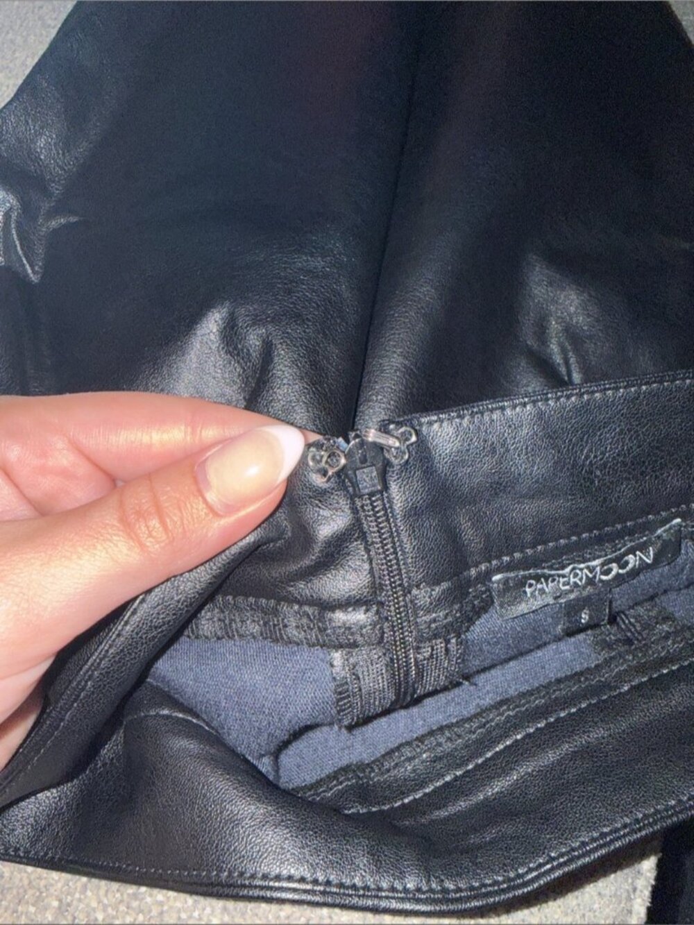 Women’s Black Faux Leather Mini Skirt - Picture 3 of 3